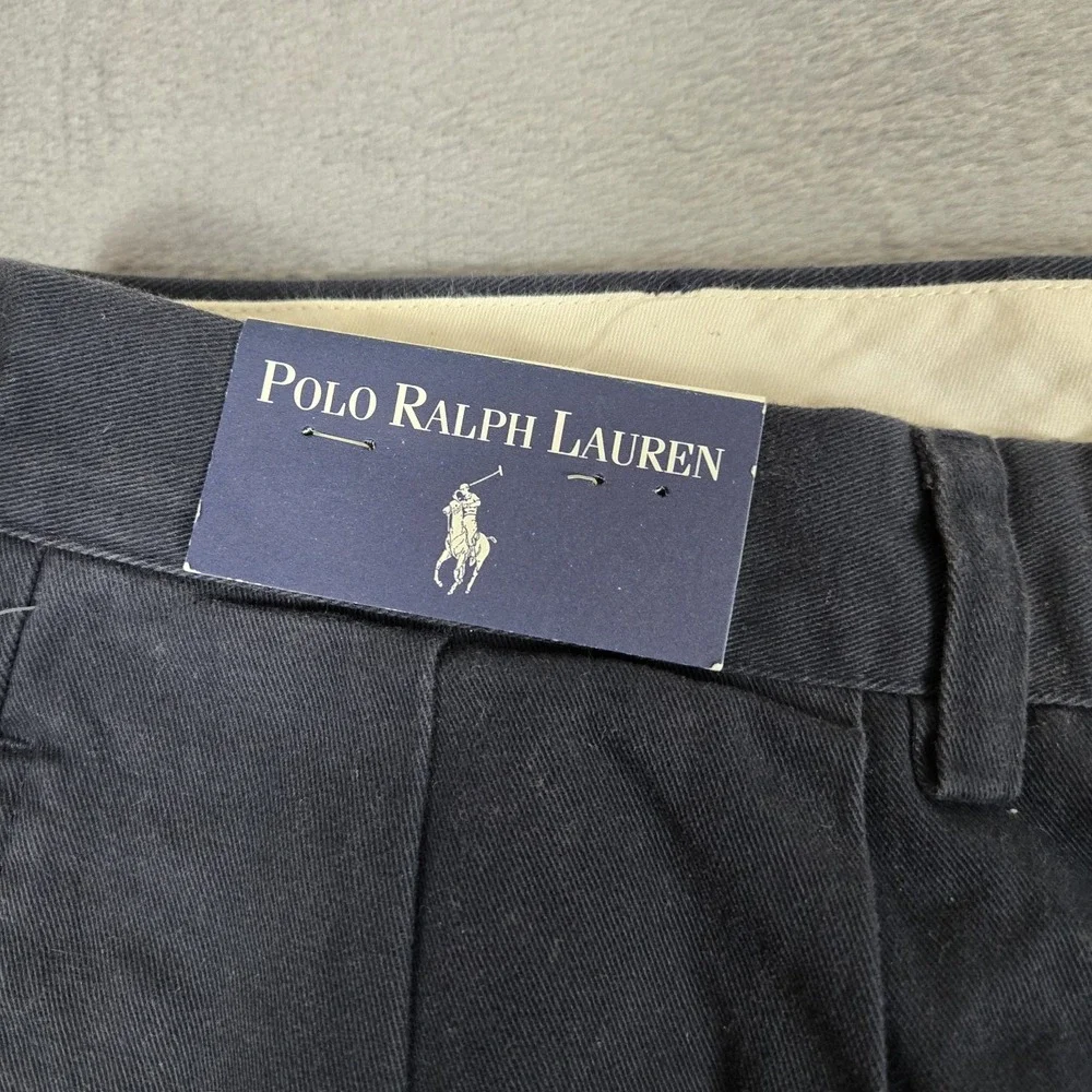 Vintage Polo Ralph Lauren Andrew Pants Mens 36x29 Navy Blue Pleated Classic NWT